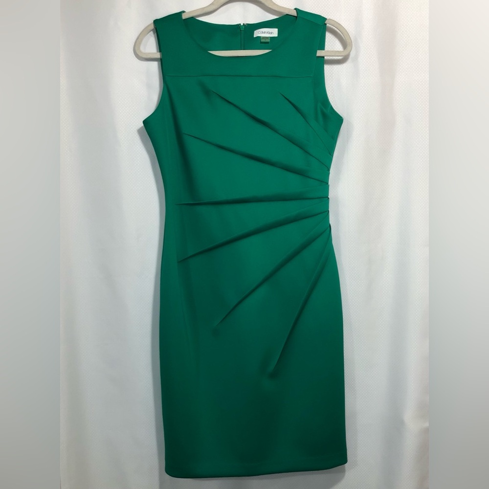 Calvin Klein Women’s Green Starburst Sleeveless Sheath Midi Dress Size 8